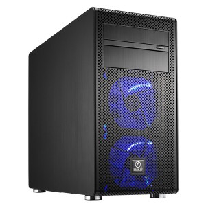 Lian Li PC-V600FX Mini Tower Micro-ATX Chassis Windowed Side Panel - Black with Blue LED Fans