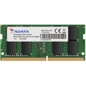 Adata AD4S2666732G19 DDR4 Notebook SO-DIMM ValueRAM 32GB DDR-2666 (PC4-21330) Dual Rank x8 CL19 - 260pin 1.2V Memory Module
