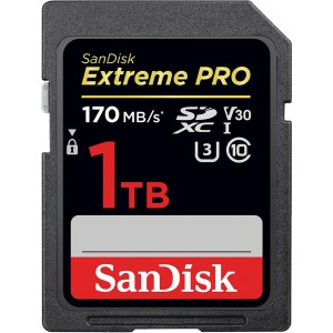 Sandisk Extreme Pro 1TB SDXC Memory Card up to 170MB/s Uhs I Class 10 U3 V30