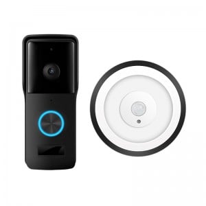 WiFi 1080P Doorbell (Water Resistant) Outdoor Security Camera Outdoor PIR Motion Detection Night Vision Video Door Bell Phone - Black (Tuya APP)