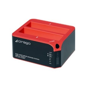 Cirago USB 3.0 SuperSpeed Dual Hard Drive Docking Station - with One Touch Cloning