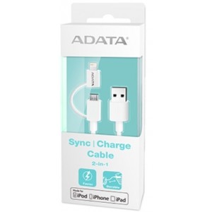 Adata 2-in-1 Plastic Sync Charge Cable - White