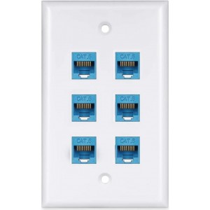 6 Port Cat6 Ethernet RJ45 Female-Female Wall Plate