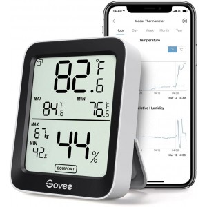 Govee Hygrometer H5075, Bluetooth Indoor Room Temperature Monitor, Greenhouse Thermometer with Remote App Control