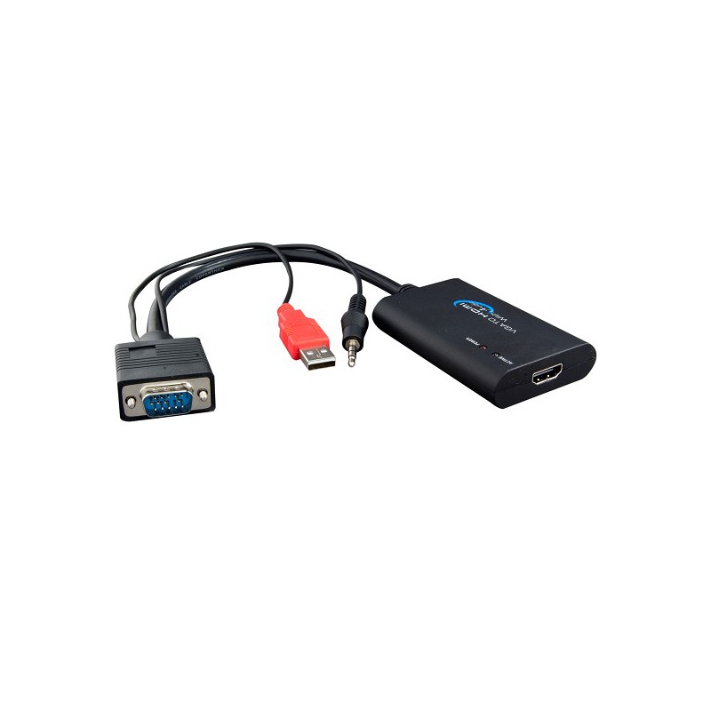 MALE VGA TO FEMALE HDMI WITH USB + AUDIO (30cm)