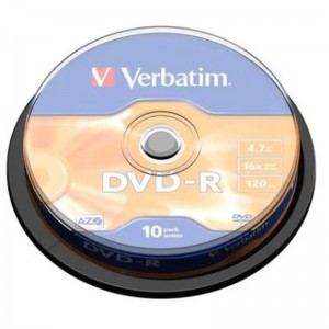 Verbatim - 4.7GB DVD-R (16X) - MATT SILVER SPINDLE (BOX OF 10)