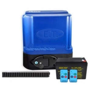 ET Drive 600 Gate Motor Kit incl Batt+4m Nylon Rck+2x4But Tx ACDC