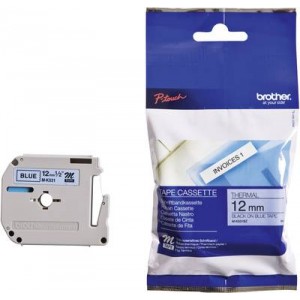 Brother 12mm Black on Blue Non-Laminated Tape