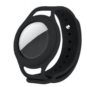 Tuff-Luv Airtag Silicone Wrist Band for Kids/Adults - Black