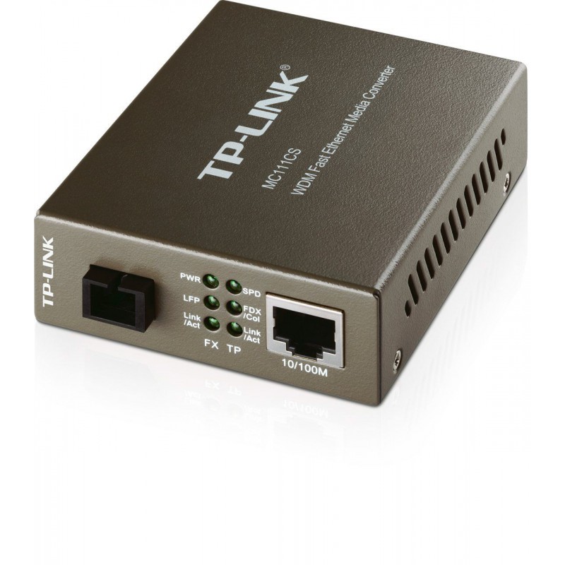 TP-LINK MC111CS WDM Media Converter, 10/100Mbps RJ45 to 100M single-mode SC fiber, Tx:1550nm, Rx:1310nm