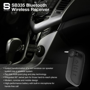 SoundBot SB335 Universal Wireless Bluetooth Receiver Adapter Dongle Car Kit 