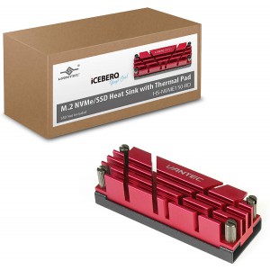 Vantec ICEBERQ M.2 NVMe/SSD Heat Sink With Thermal Pad - Red, New