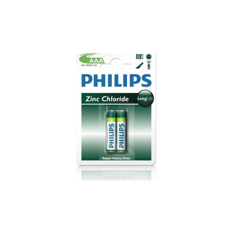 Philips  R03L2B-97  R03L2B  2x AAA  Zinc Carbon LongLife Battery