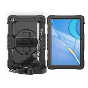 Tuff-Luv Armour Jack Case (Rugged)&amp; Stand &amp; Strap for Huawei Matepad T10S - Black