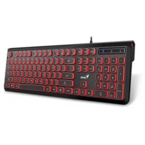 Genius Slimstar 260 Wired USB Multimedia Keyboard - Black/Red