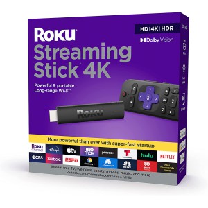 Roku Streaming Stick 4K 2021 Dolby Vision with Roku Voice Remote and TV Controls, New, Open box, Damaged packaging