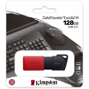 Kingston Technology - 128GB USB 3.2 Gen1 DataTraveler Exodia M Flash Drive - Black/Red