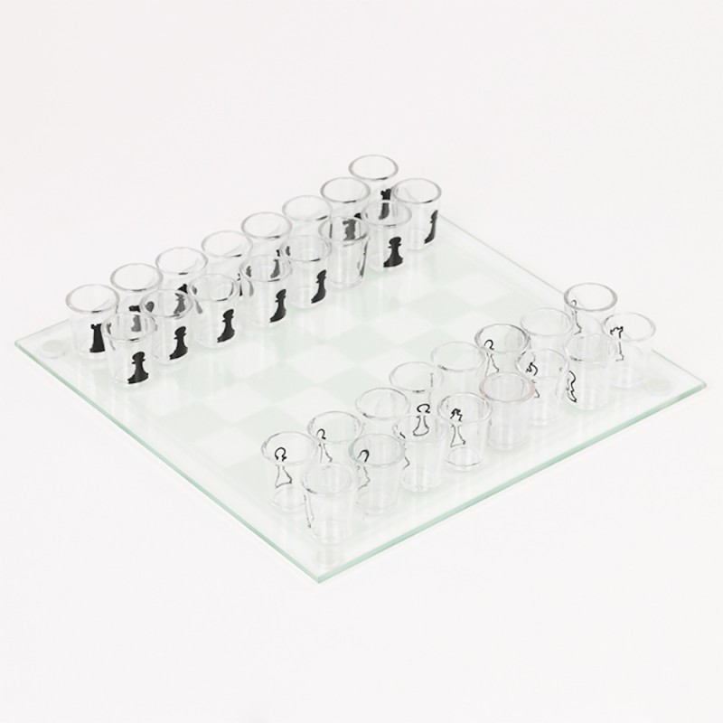 Shot Glass Chess Set 32 Shot Glasses / Glass Chess Board GeeWiz