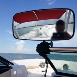 Boat Rear View Mirror with Clamp - Easy To Install / Metal Clamp