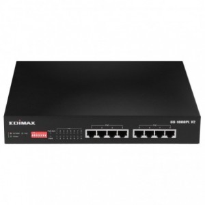 Edimax 8 Port- Unmanaged- Long Range- Gigabit PoE+ Switch with DIP Switch