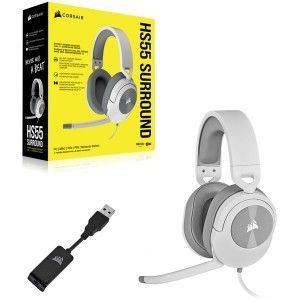 Corsair HS55 Surround 7.1 Sound Wired Gaming Headset - White