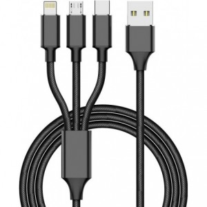 Appacs 3-in-1 Charge Cable USB to Micro USB + Type-C + Apple