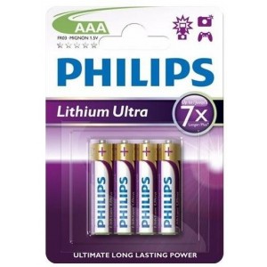 Philips Lithium Ultra AAA 1.5v Batteries - 4-Pack