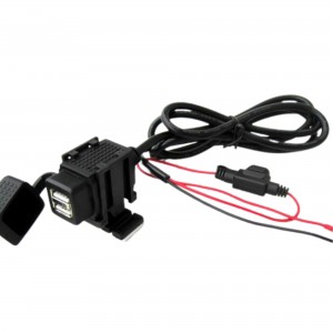Universal Motorcycle Dual USB Phone/GPS Charger with Inline Fuse (12V)