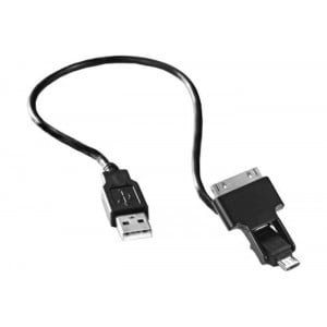 Cooler Master Universal Sync Charge Cable - Black (with micro usb &amp; apple 2in1 connector - 30cm)