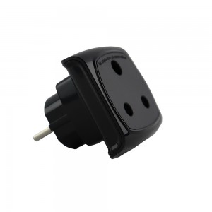 Schucko Plug to 1x 3 Pin South African Socket - Black (EU to SA)