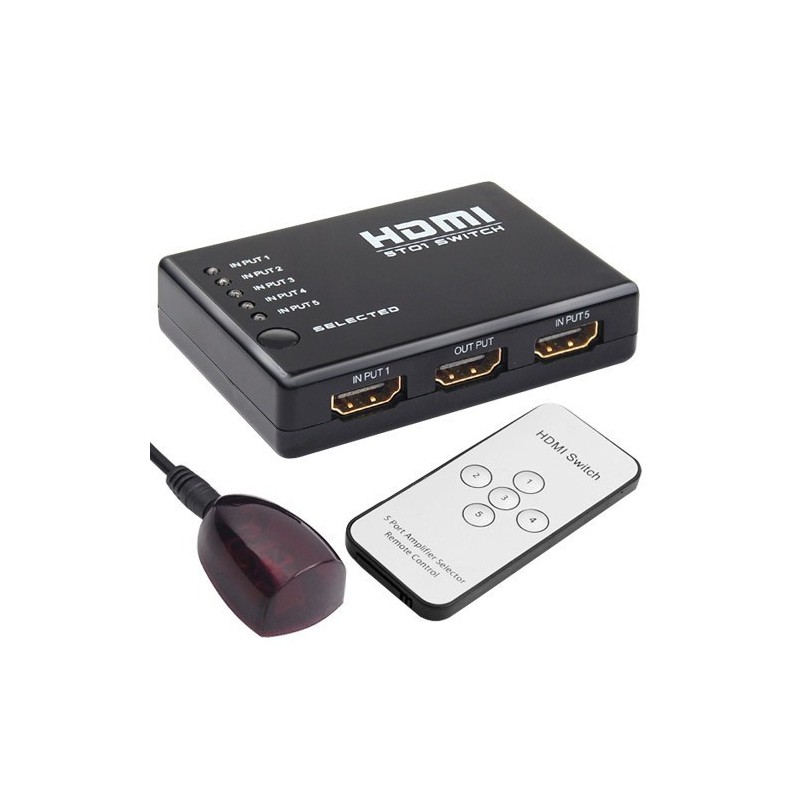 5-Port HDMI Switch with IR Remote Controller (5-in 1-out)