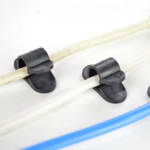 PVC Cord Clip with Self-Adhesive Tape - Black (6 Piece)