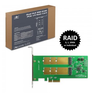 Vantec Dual M.2 SSD RAID PCIe X4 Host Card- New- Open box