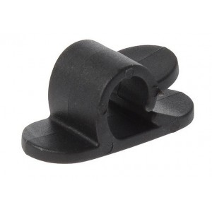 PVC Cord Clip with Self-Adhesive Tape - Black (6 Piece)
