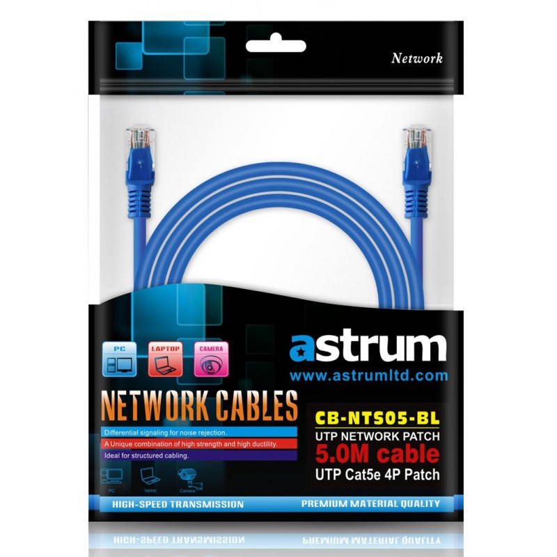 NETWORKING CABLE 5.0M CAT5E STR BLUE