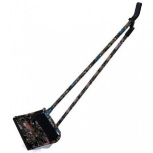 Totally Long Broom and Stand Up Dustpan Set - Black Floral Design – 80cm
