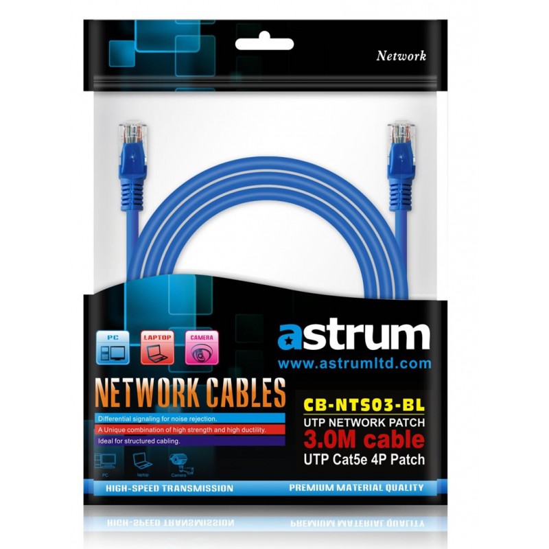 NETWORKING CABLE 3.0M CAT5E STR BLUE