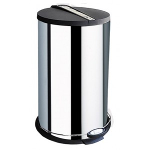 Totally 12 Litre Black Top and Foot Pedal Round Stainless Steel Dustbin