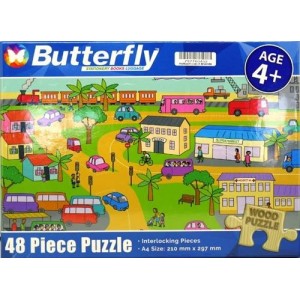 Butterfly 48 Piece A4 Wooden Puzzle Transport