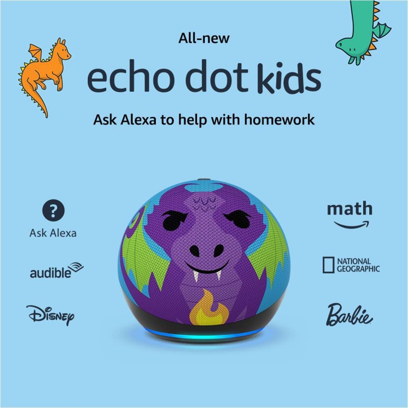 Echo Dot (5th Gen- 2022 release) - Kids / Designed for kids- with  parental controls - GeeWiz