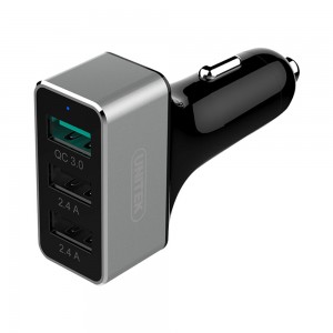 Unitek Y-P530C 42W 3-Port USB Aluminium Smart Car Charger with QC3.0