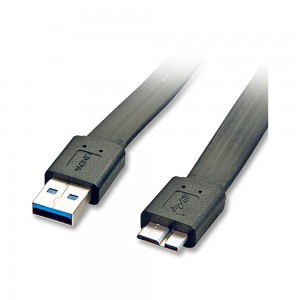 Lindy 3m USB3.0 Flat A-M to Micro-B Cable (31472)