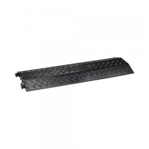 3-Channel 350mm Wide Rubber Cable Ramp - Black