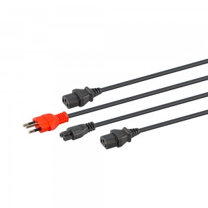 LinkQnet 4m Multi-Headed Partially Dedicated Slimline 3-Pin Power Cable - 2x IEC and 1x Clover