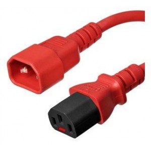 C13 Female to C14 Male Lockable Power Cable - Red - 2m