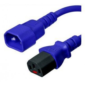 C13 Female to C14 Male Lockable Power Cable - Blue - 2m