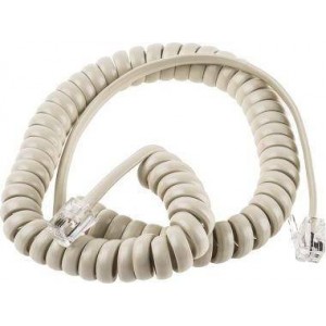 RJ11 Curly Telephone Cable - Cream