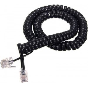 RJ11 Curly Telephone Cable - Black