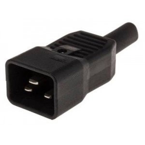 C20 Male Power Plug with IEC Connector -  Black