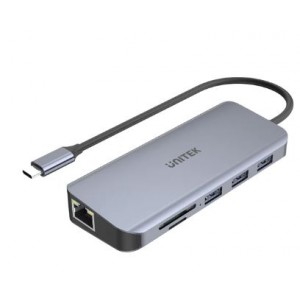 Unitek uHUB N9+ 9-in-1 USB-C Ethernet Hub with Dual Monitor- 100W Power Delivery and Dual Card Reader (D1026B)